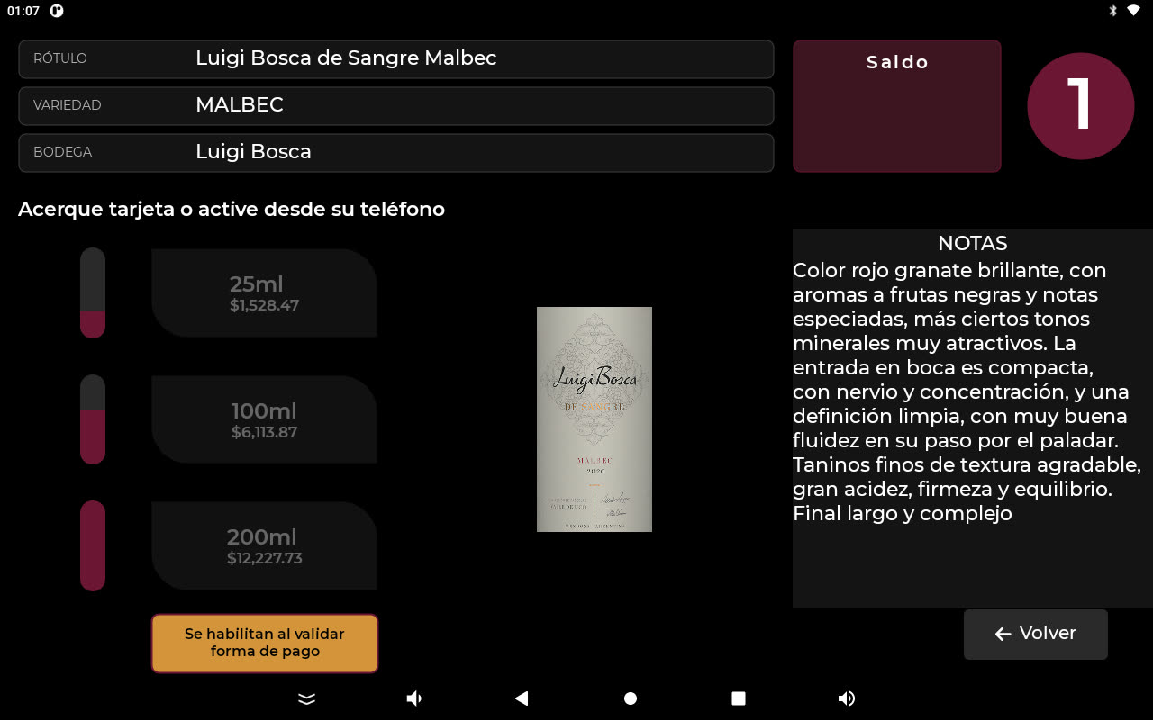 Ficha de un vino con sus medidas
