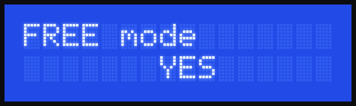 Display: FREE mode, YES