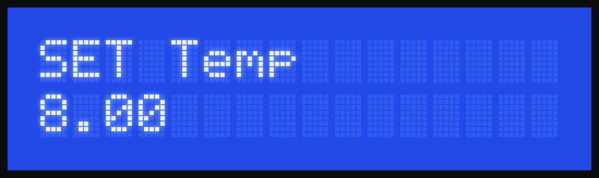 Display: SET Temp, 8.00