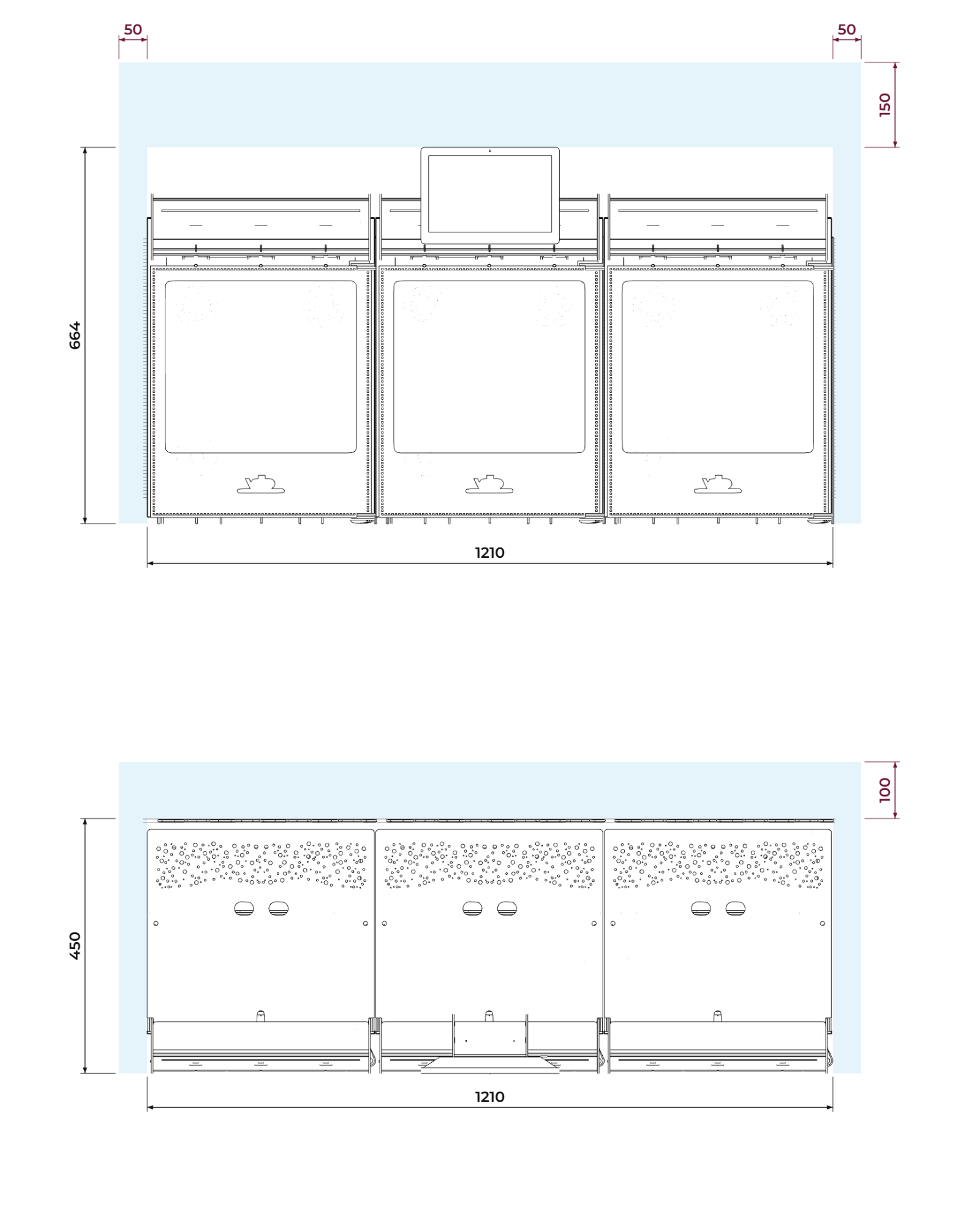 Installation dimensions and ventilation